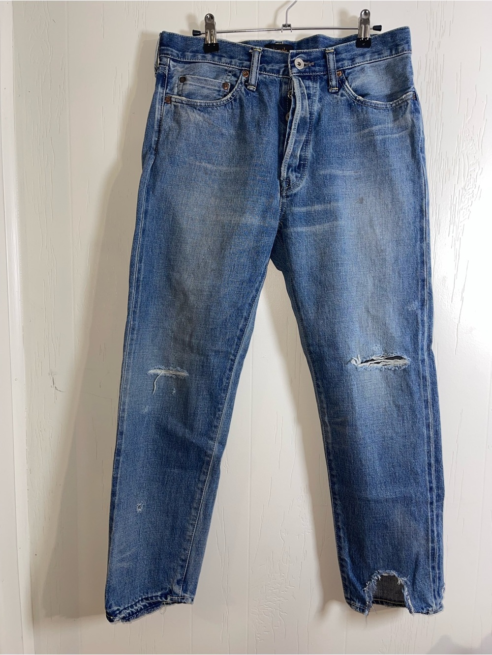 Chimala women’s size 27 Classic  Blue Jeans heavy distressed selvedge Japan